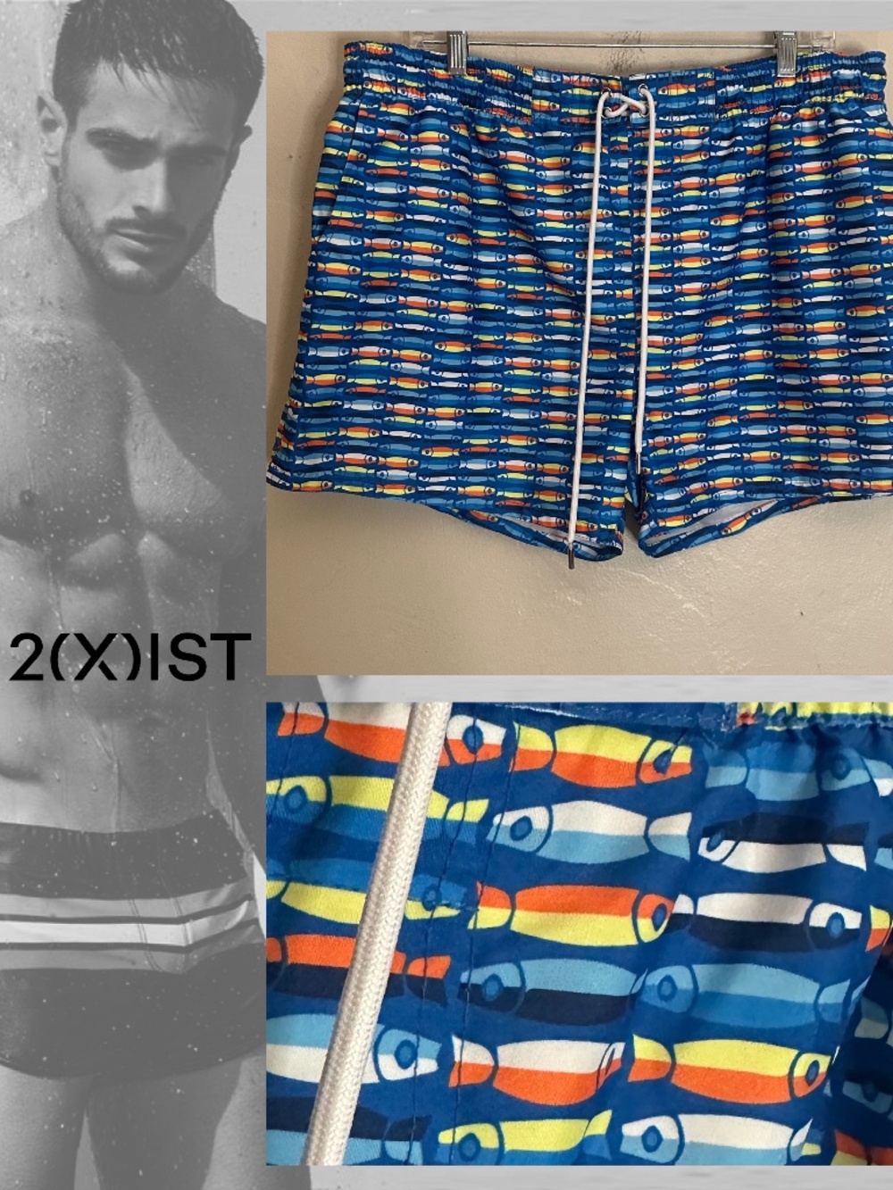 2Xist Swim Trunks XL Gently worn 100% polyester Elastic waist External lacing